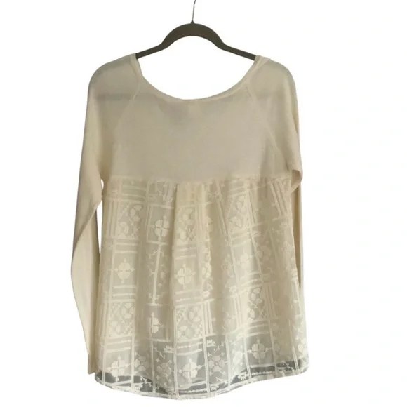 Anthropologie Little Yellow Bird Avery White Lace Longsleeve Top Sweater Med. - Picture 2 of 12